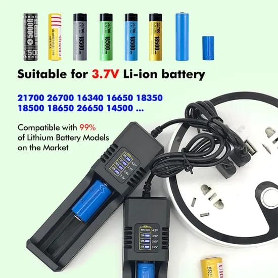 Cargador Universal para Baterías de Litio 3.7V 18650 y Más