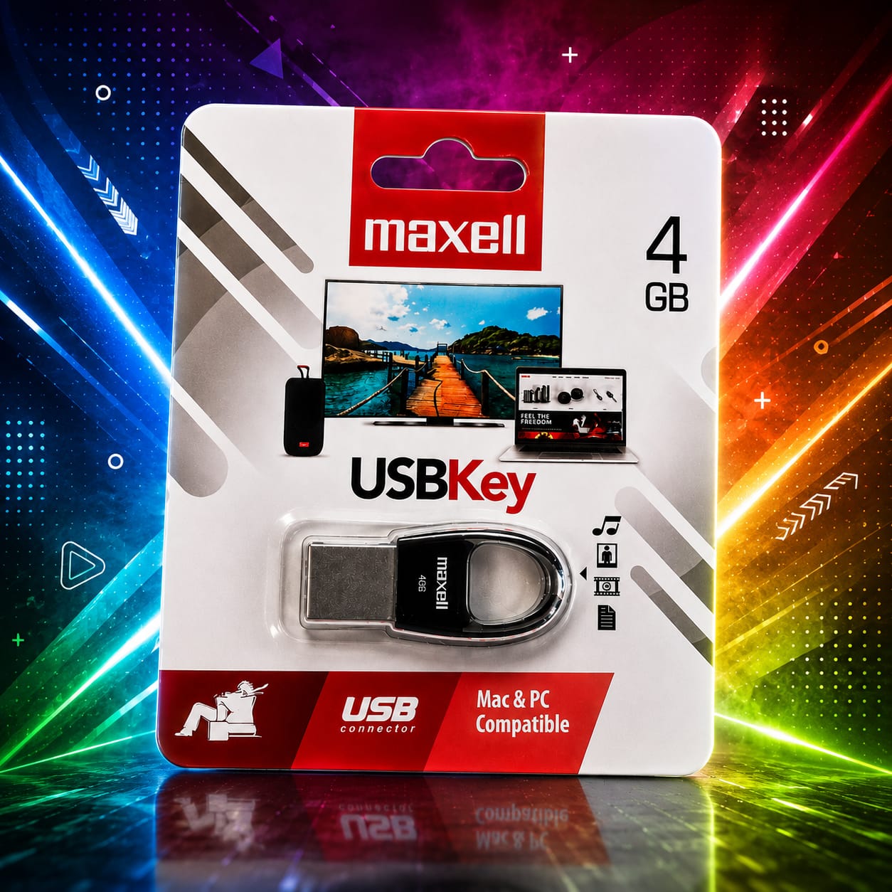 Memoria USB Maxell 4GB Compatible con PC y Mac