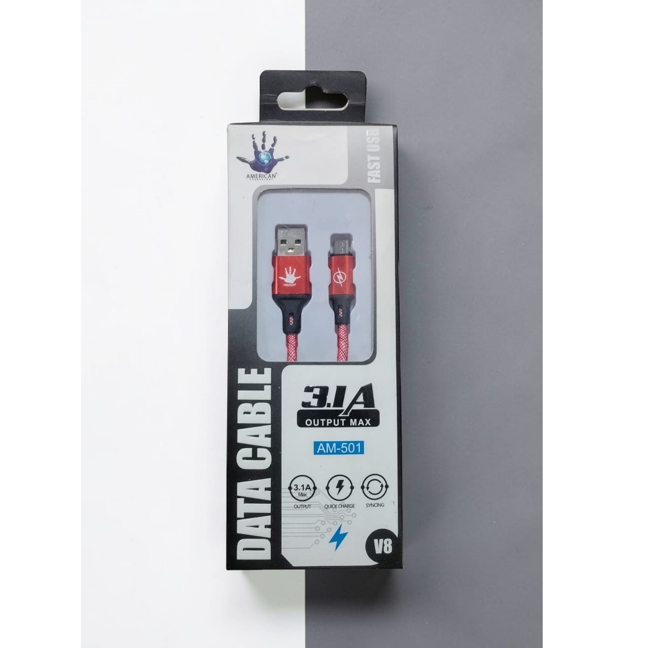 Cable Micro USB- V8 American AM-501 3.1A Carga Rápida Cable Reforzado 1 Metro