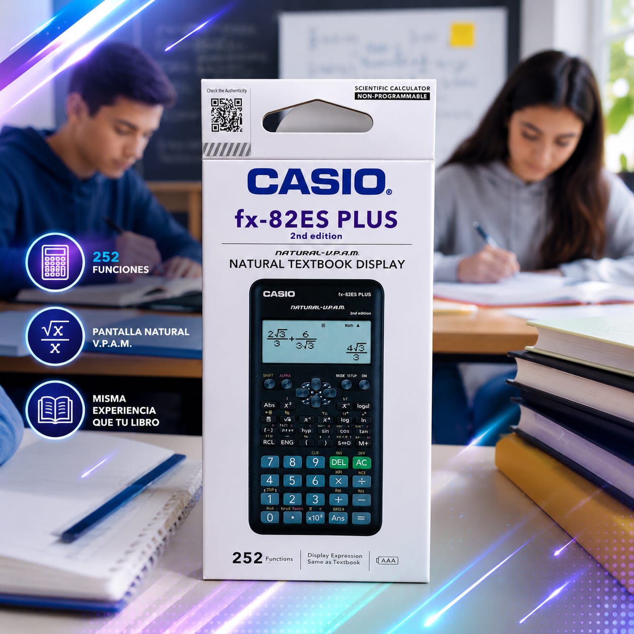 Calculadora Científica Casio FX-82ES Plus 2nd Edition Original 252 Funciones