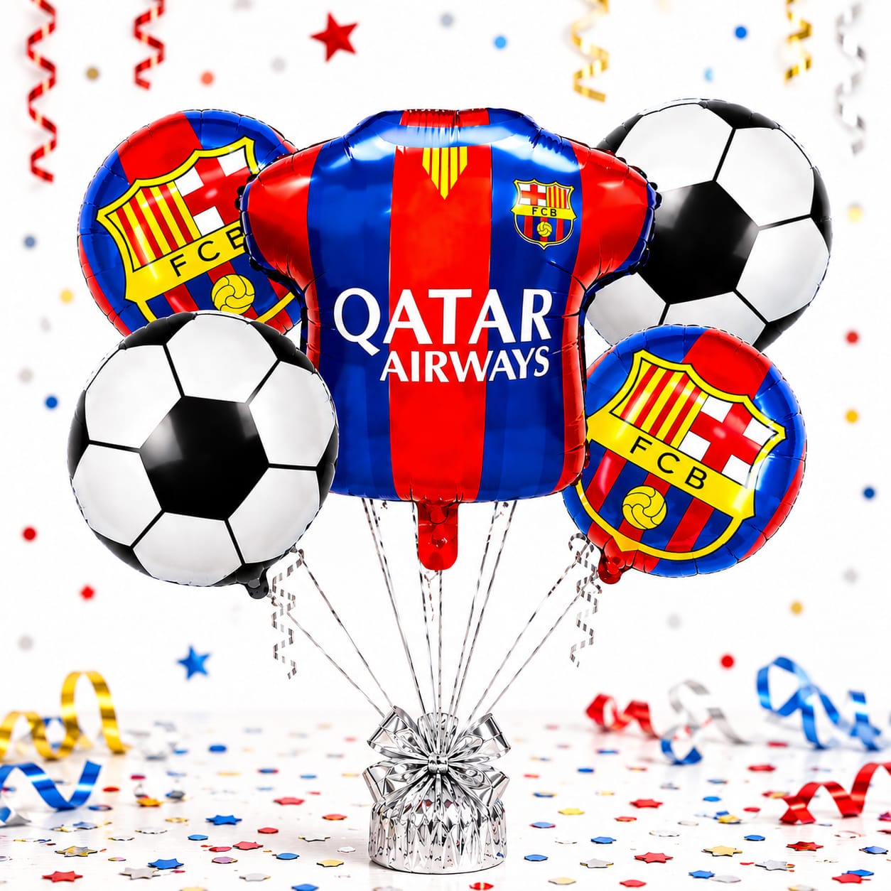 Set de 5 Globos Metalizados Fútbol Barcelona