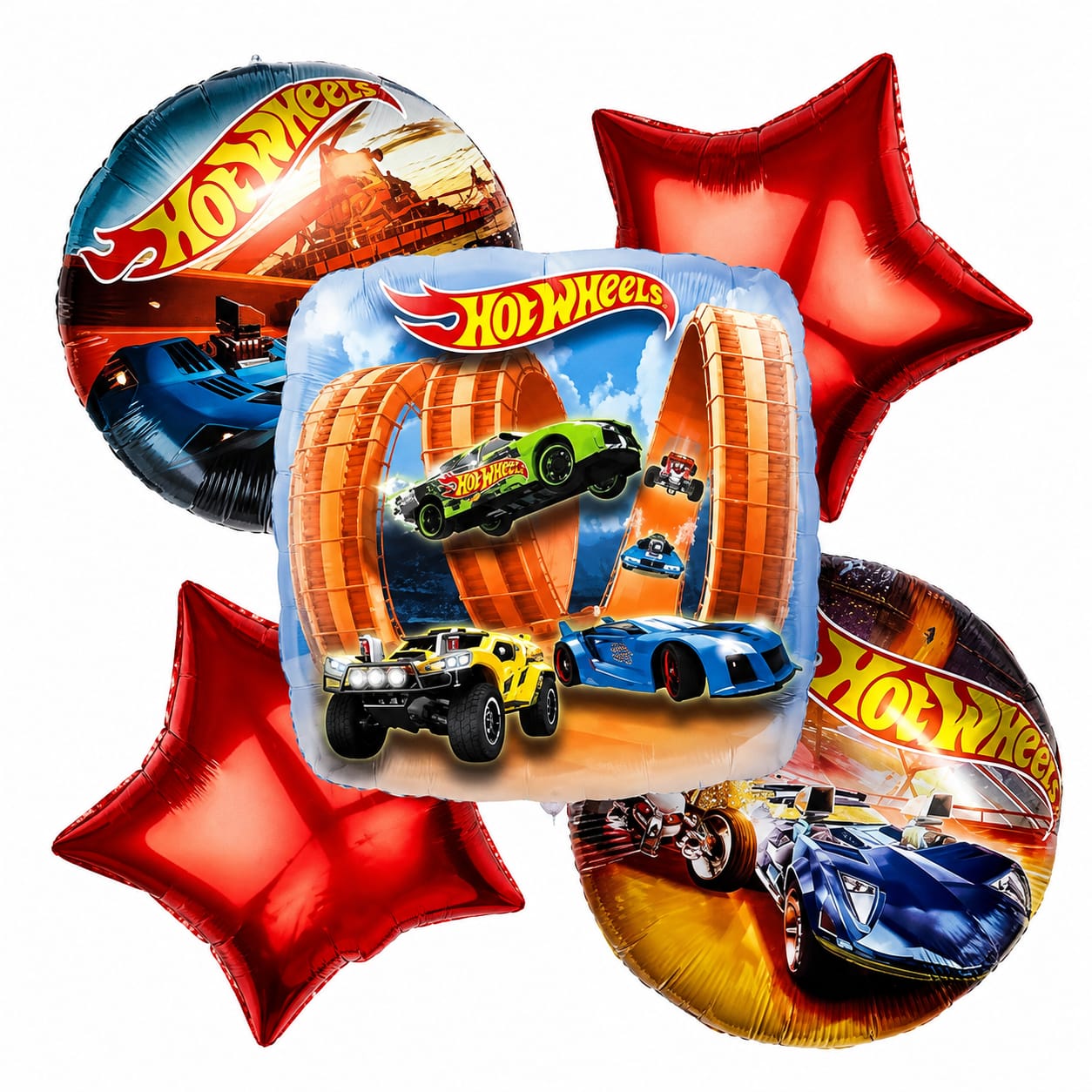 Set de 5 Globos Metalizados Hot Wheels