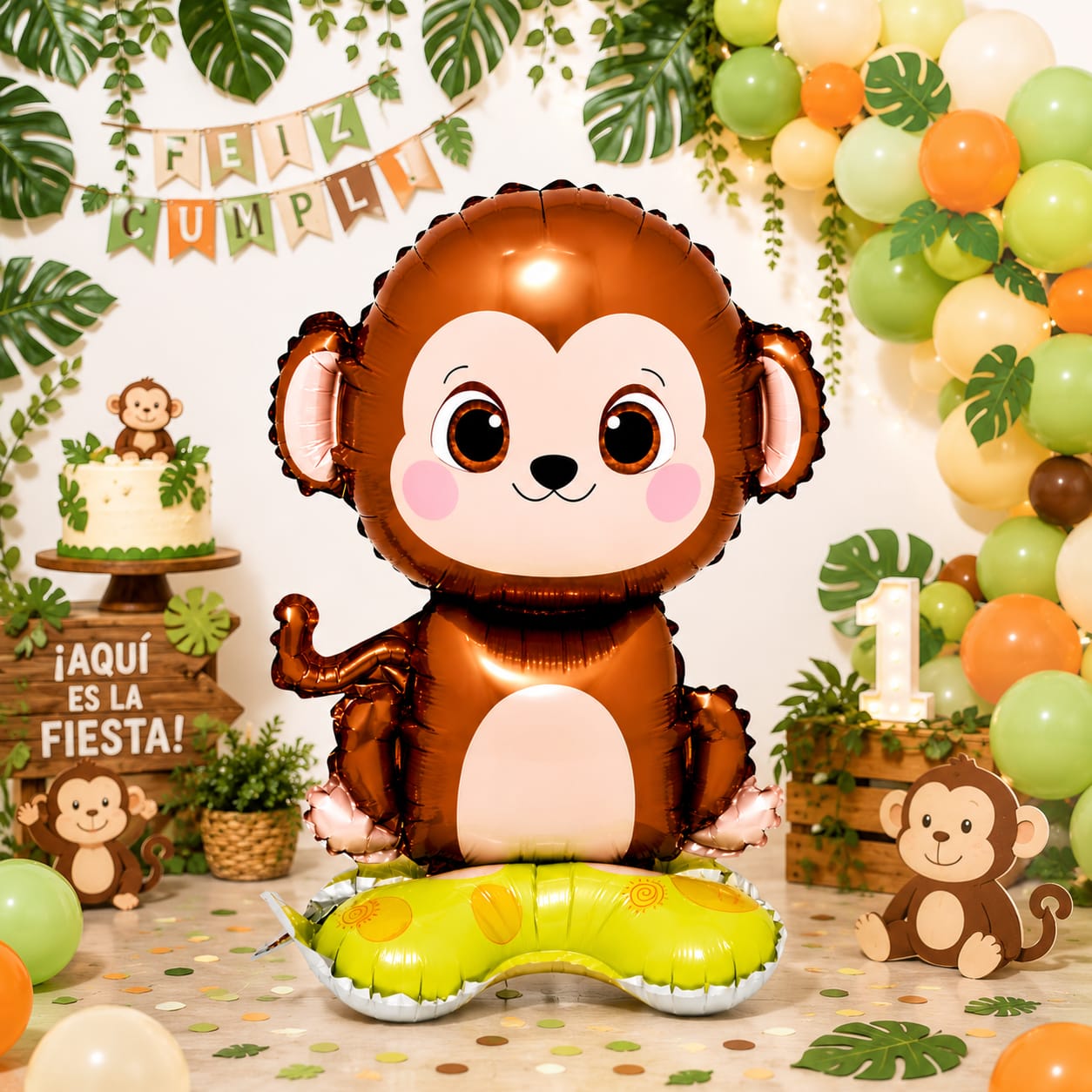 Globo Metalizado Mono 3D Infantil 60 x 40 cm