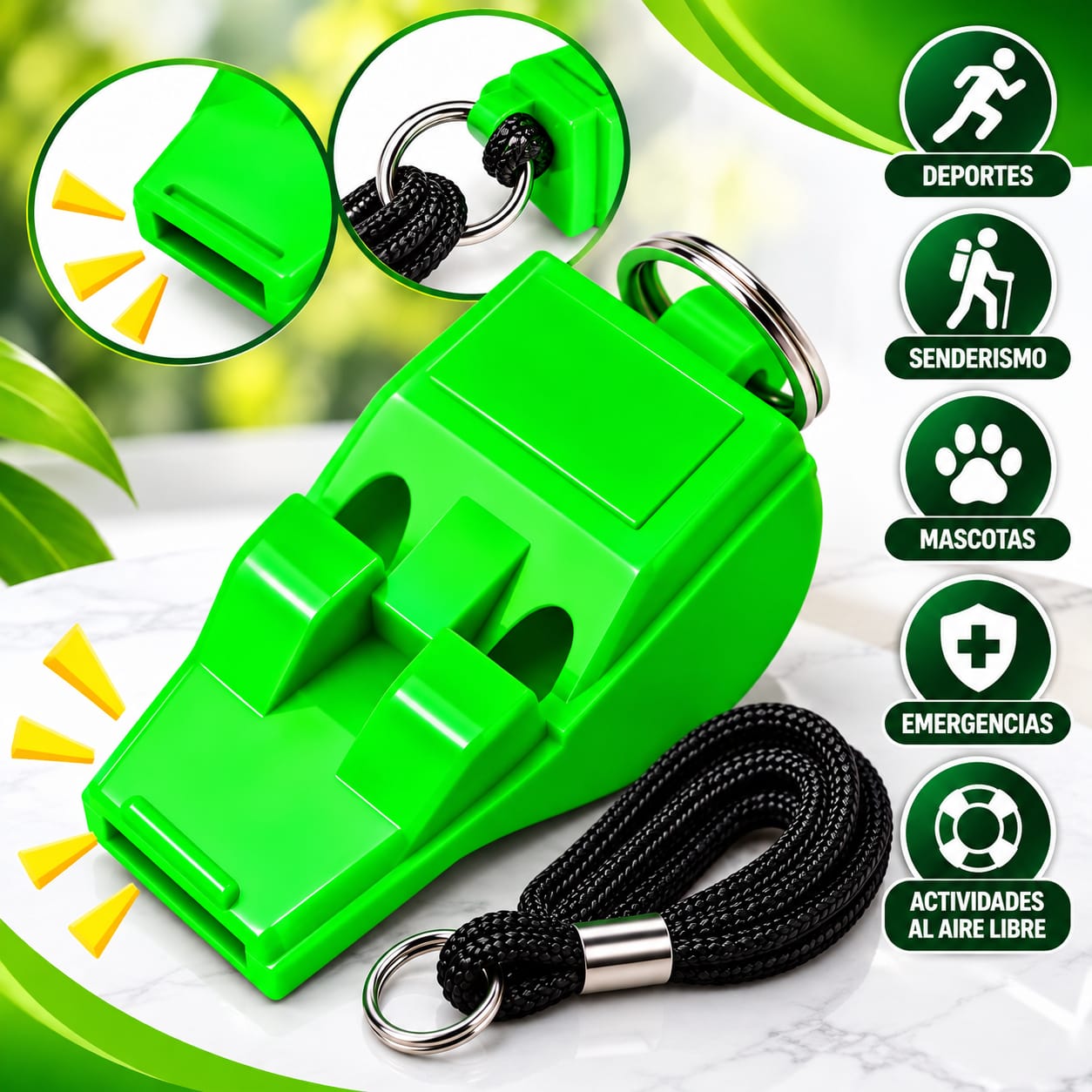 Silbato ACME TORNADO T2000 Verde con Correa Negra