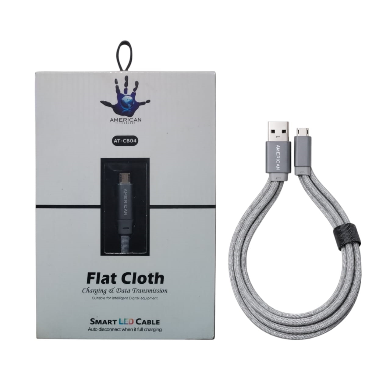 Cable USB a Micro USB V8 American AT-CB04 1 Metro | Cable Reforzado Carga y Datos