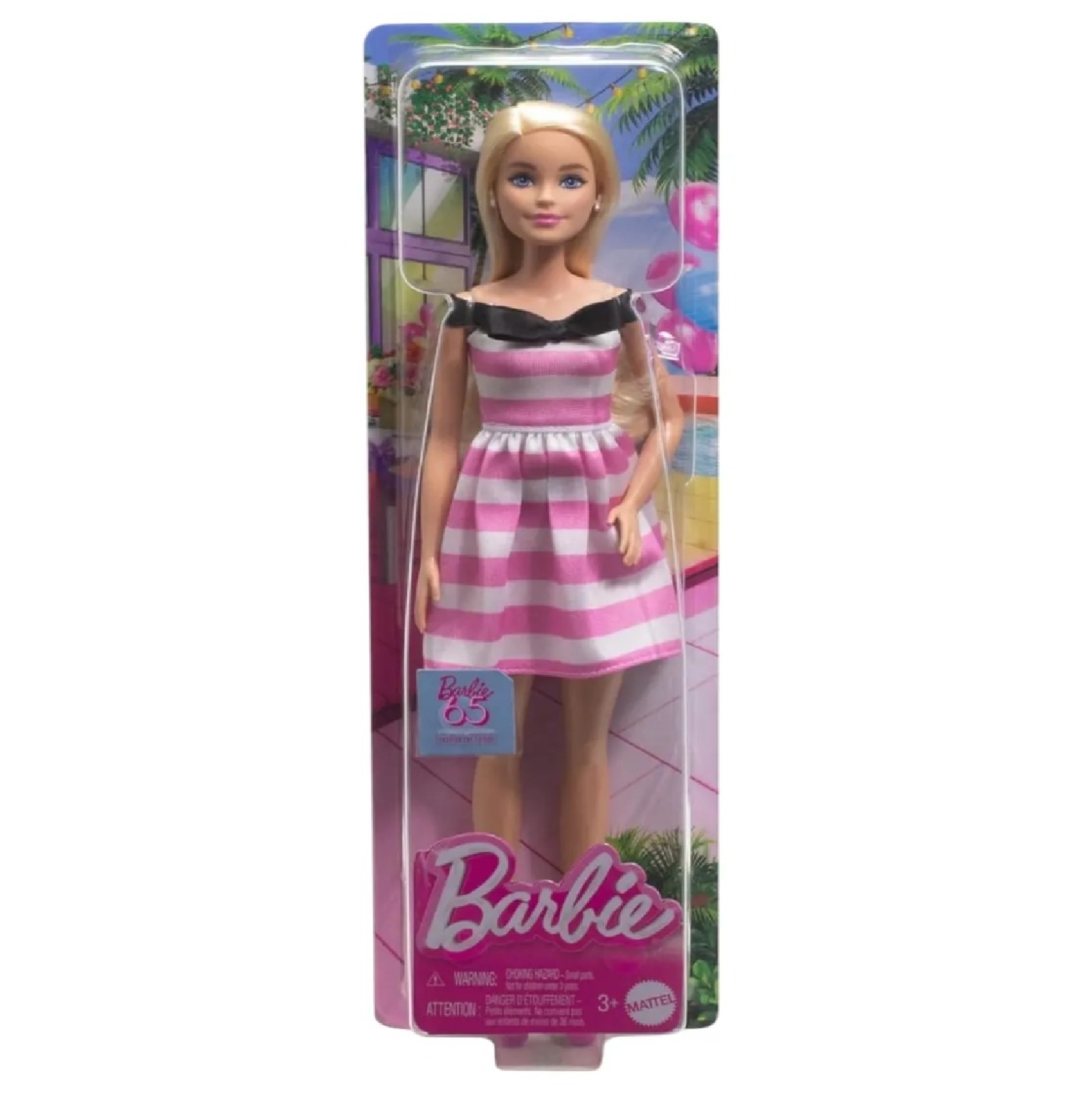 Barbie Aniversario Vestido Blanco Y Rosa.