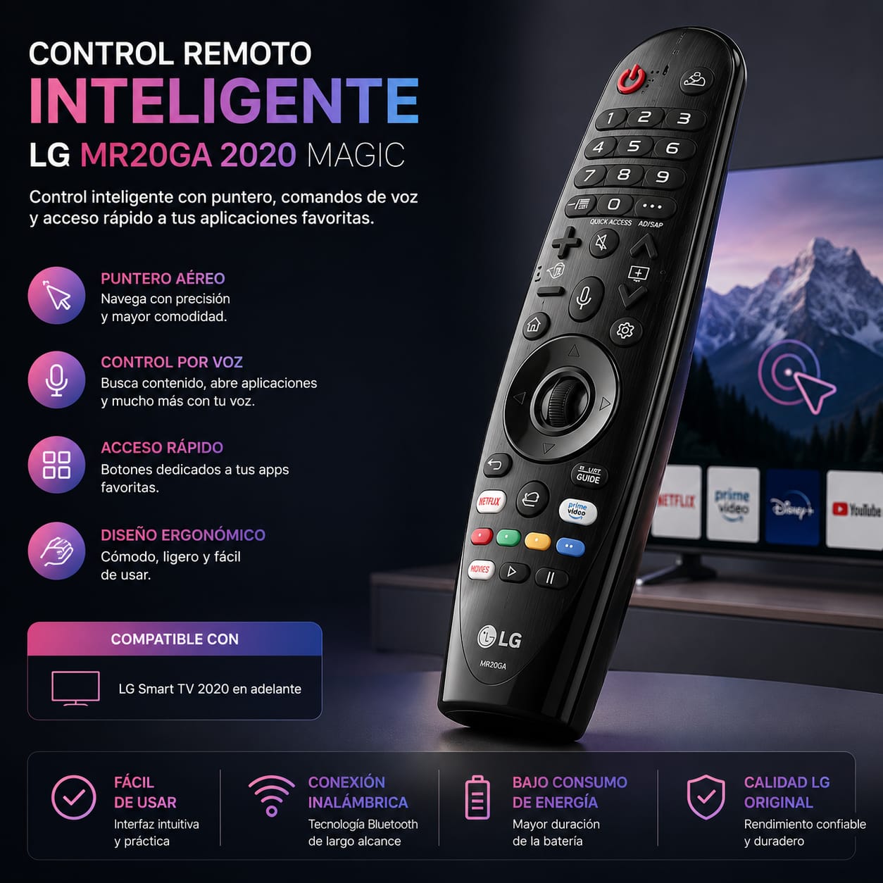 Control Remoto LG Magic MR20GA 2020 Smart TV Con Voz Y Puntero