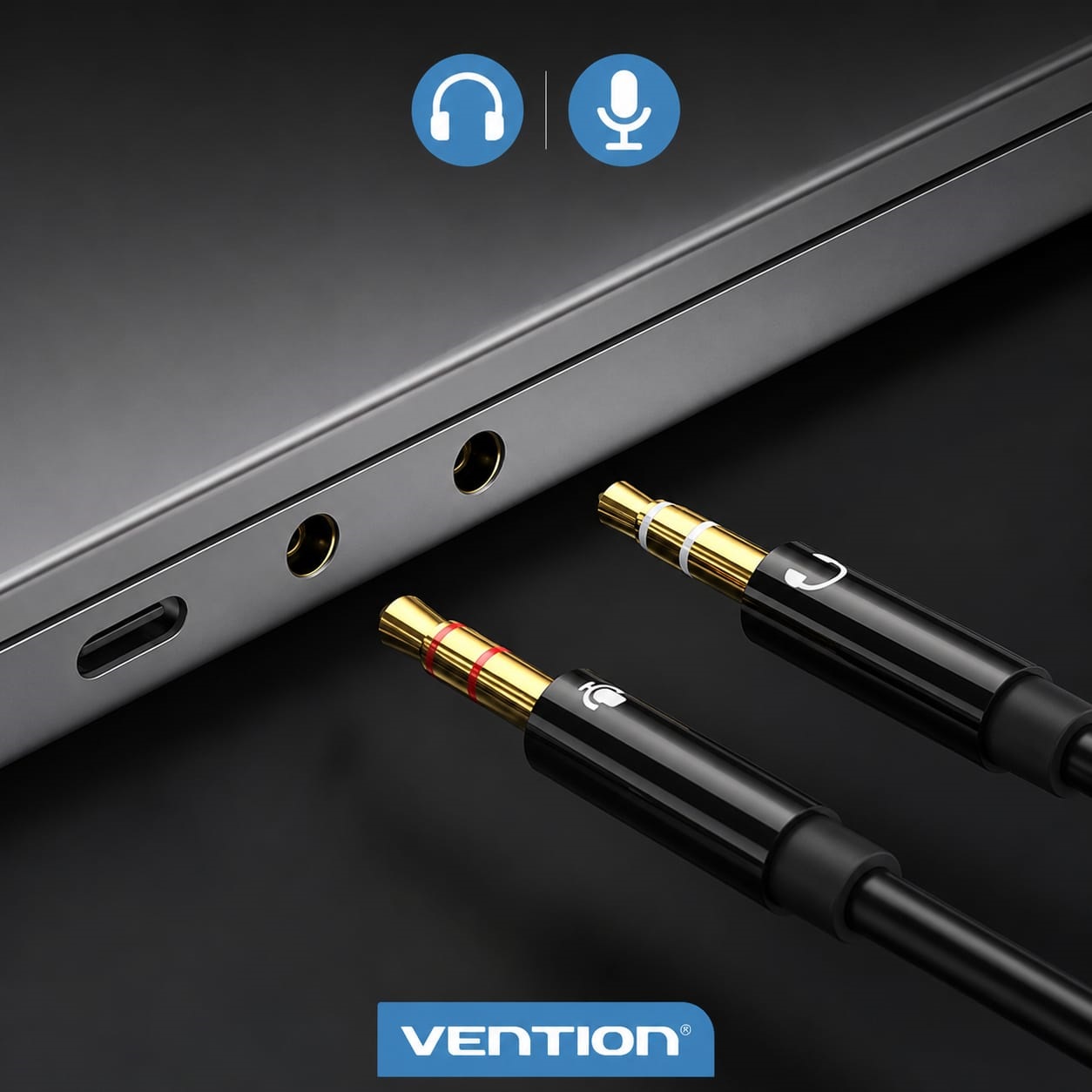 Cable Divisor Audio Vention Premium 1 Mt Alta Fidelidad Micrófono + Audífonos PC