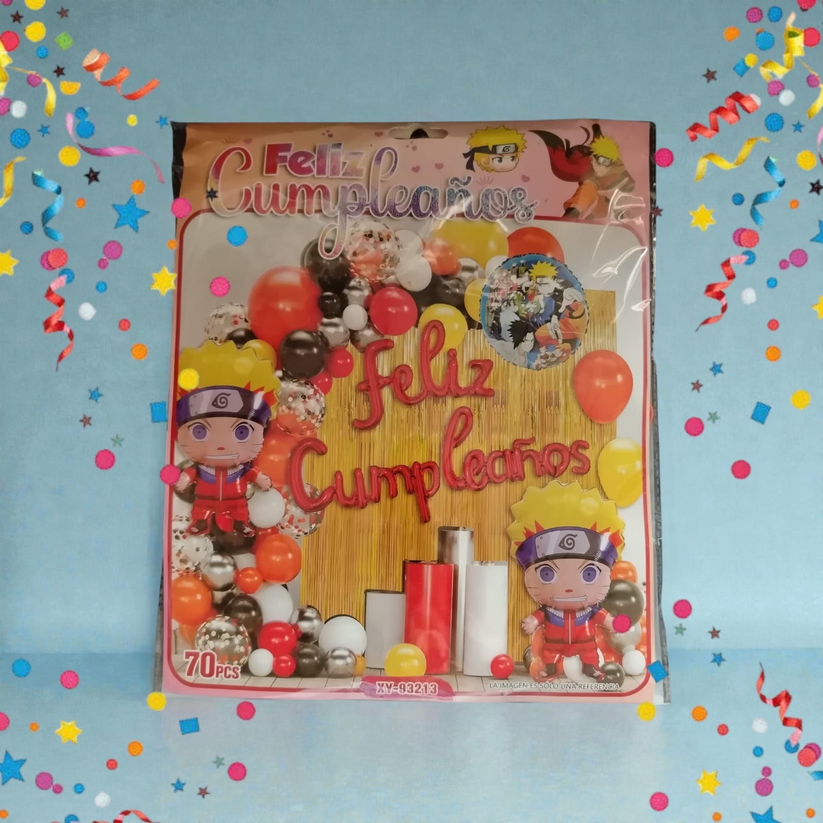 Kit Decoración Cumpleaños Naruto x70 Piezas Globos Fiesta Temática