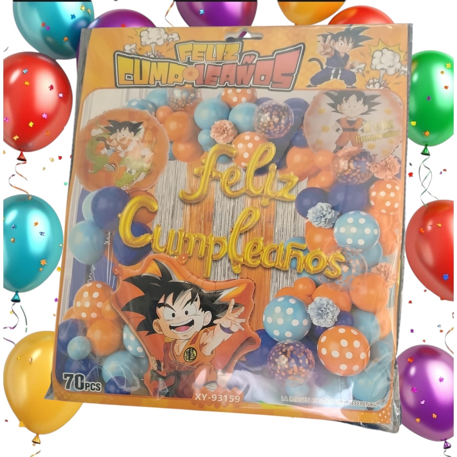 Kit Decoración Cumpleaños Dragon Ball x70 Piezas Globos Fiesta Temática