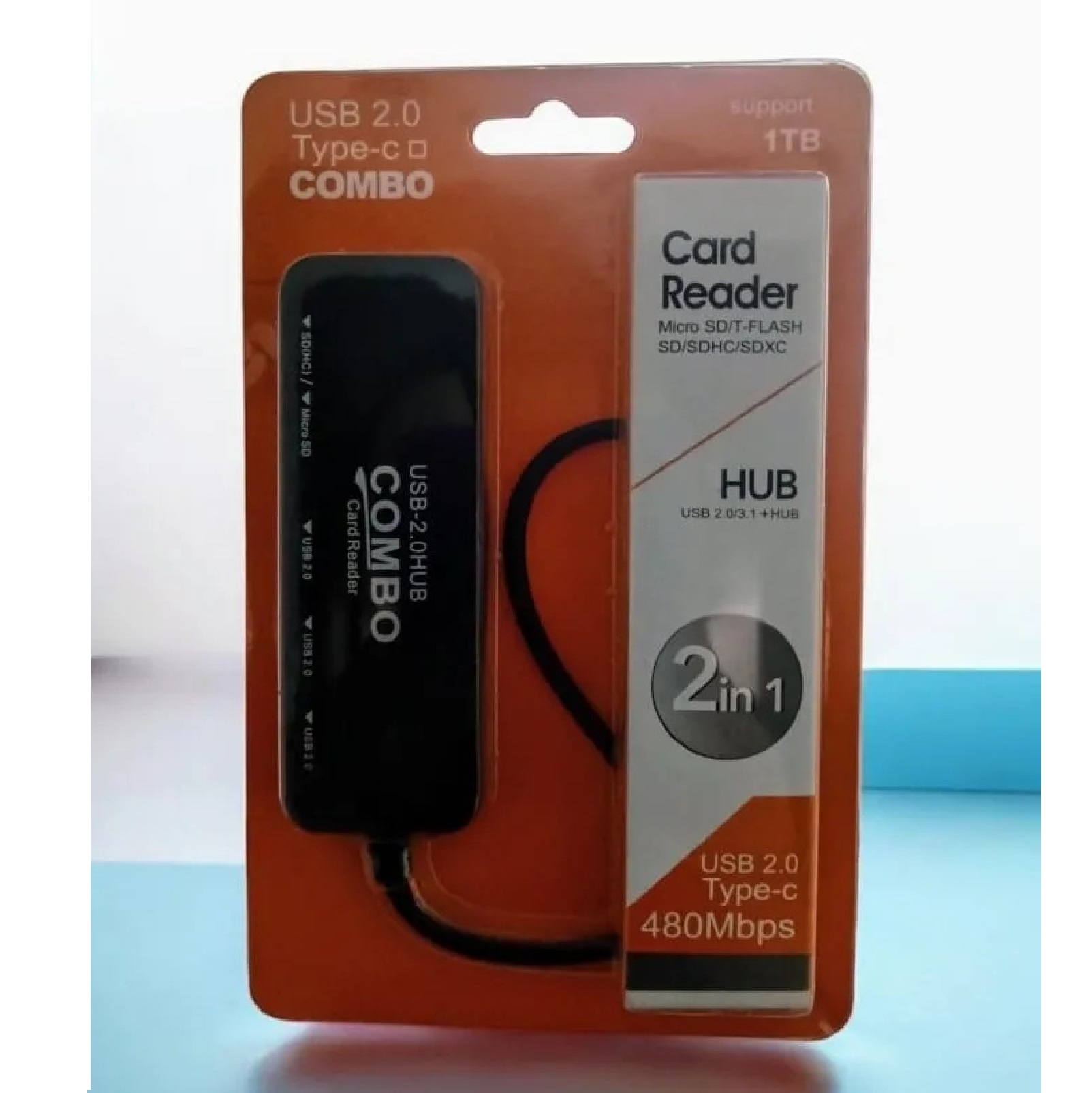 Adaptador Usb 2 En 1 Con Hub De 3 Puertos/ 2.0.