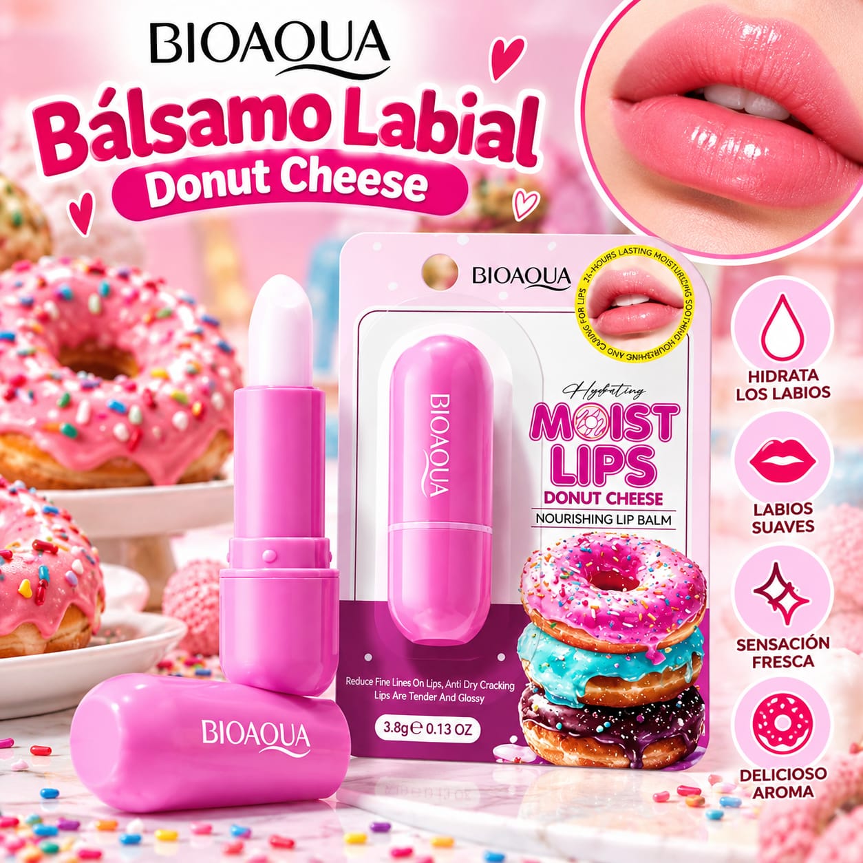 Bálsamo Labial Bioaqua Donut Cheese 3.8 g