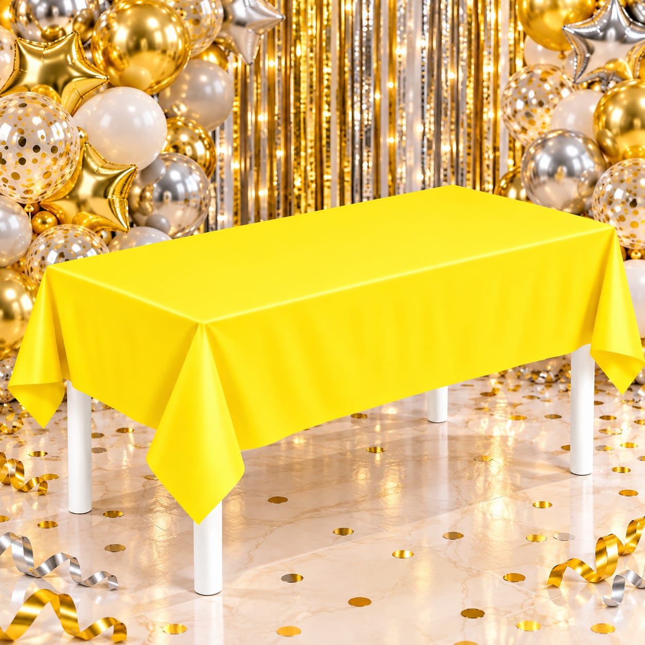 Mantel Amarillo Plástico Reutilizable para Fiesta 1.37x1.83