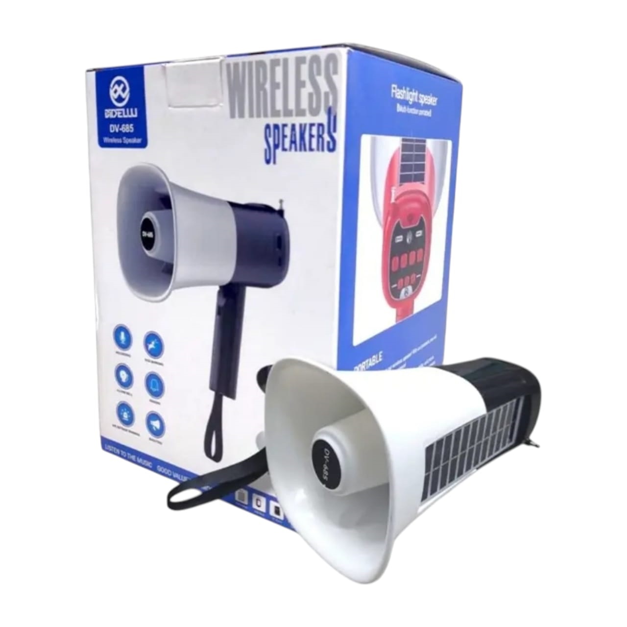 Megáfono Inalámbrico Recargable DV-685 con Panel Solar