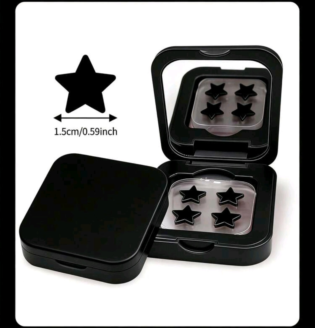 Divertidos Adhesivos En Forma De Estrella x60 (Negros Con Estuche)