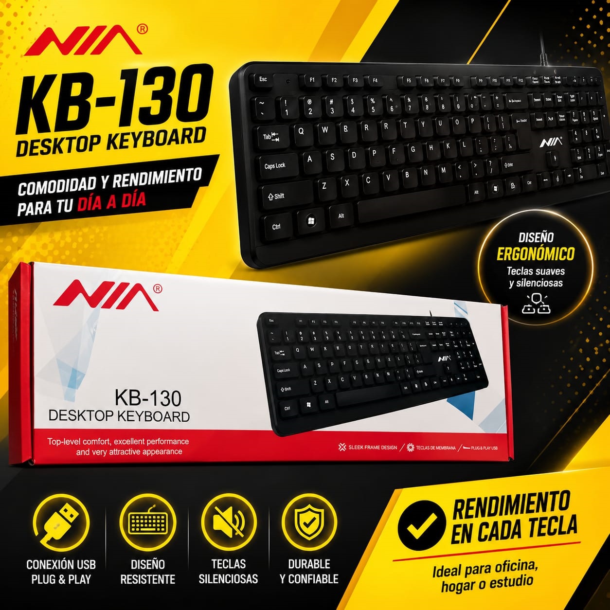 Teclado USB NIA KB-130 Para Computador PC Laptop Plug And Play