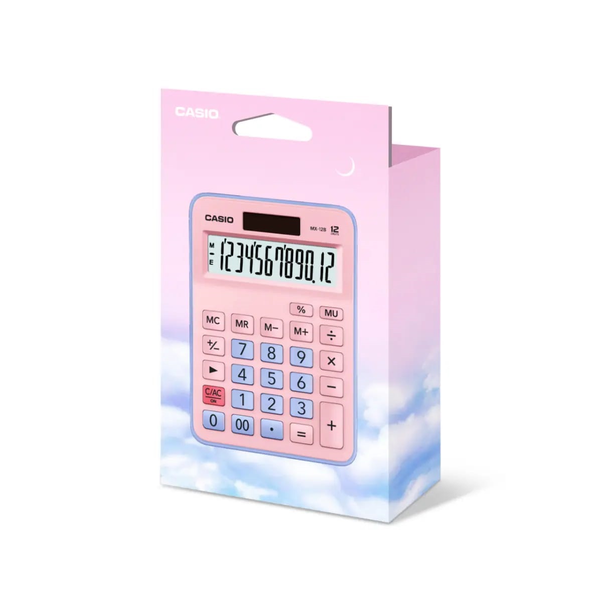 Calculadora Casio MX-12B Rosa 12 Dígitos Pantalla Grande Solar y Pila Original