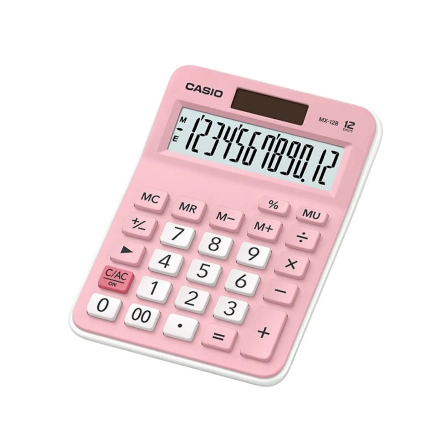 Calculadora Casio MX-12B Rosada 12 Dígitos Solar y Pila Original