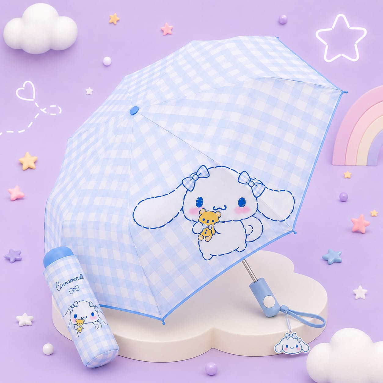 Sombrilla Automática Cinnamoroll Infantil Con Filtro Solar