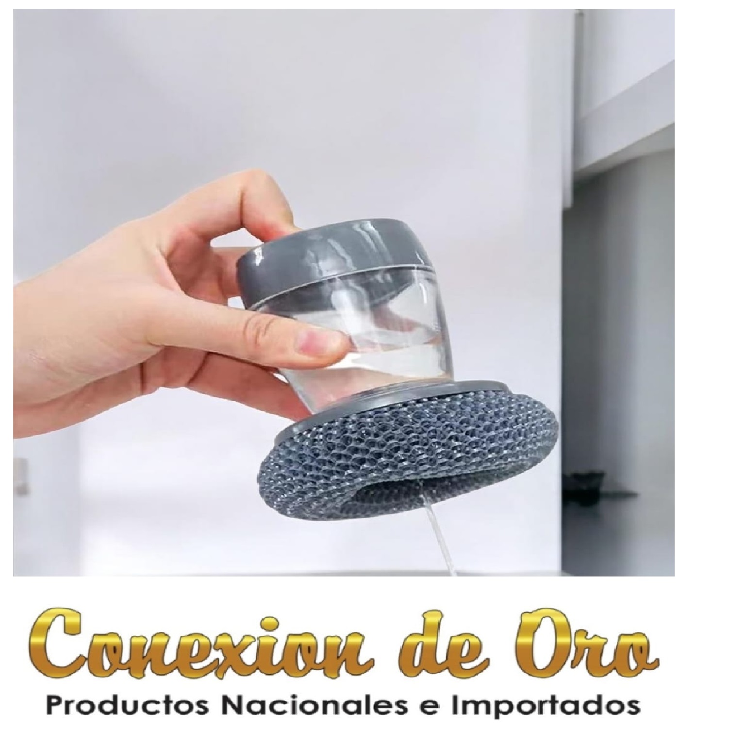 DISPENSADOR DE JABÓN CON ESPONJA.